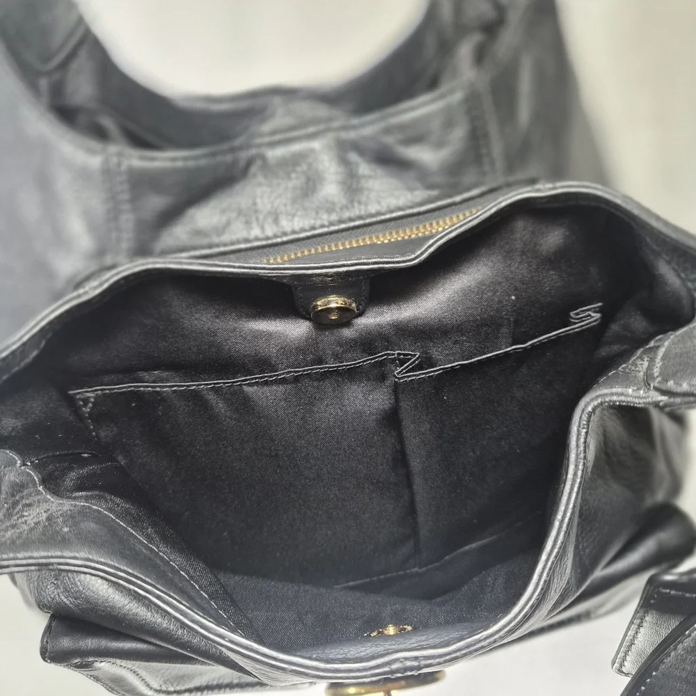 Y2k Coach Campbell F24686 Black Leather Hobo Shoulder Bag Purse Handbag
